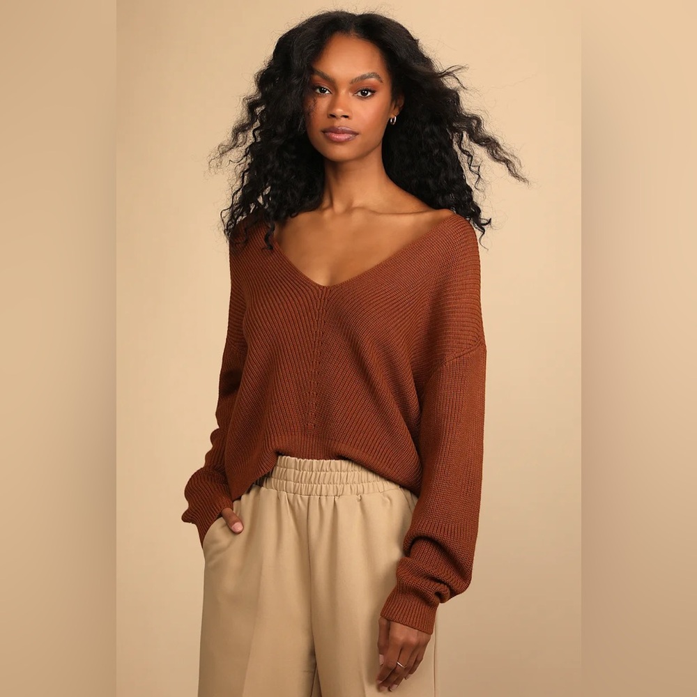 Lulus feel it still brown knit sweater size xs